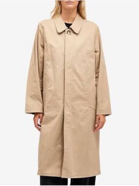 Good American The Mac Coat Tan Mineral Single Breasted Cotton Twill Trench Sz S